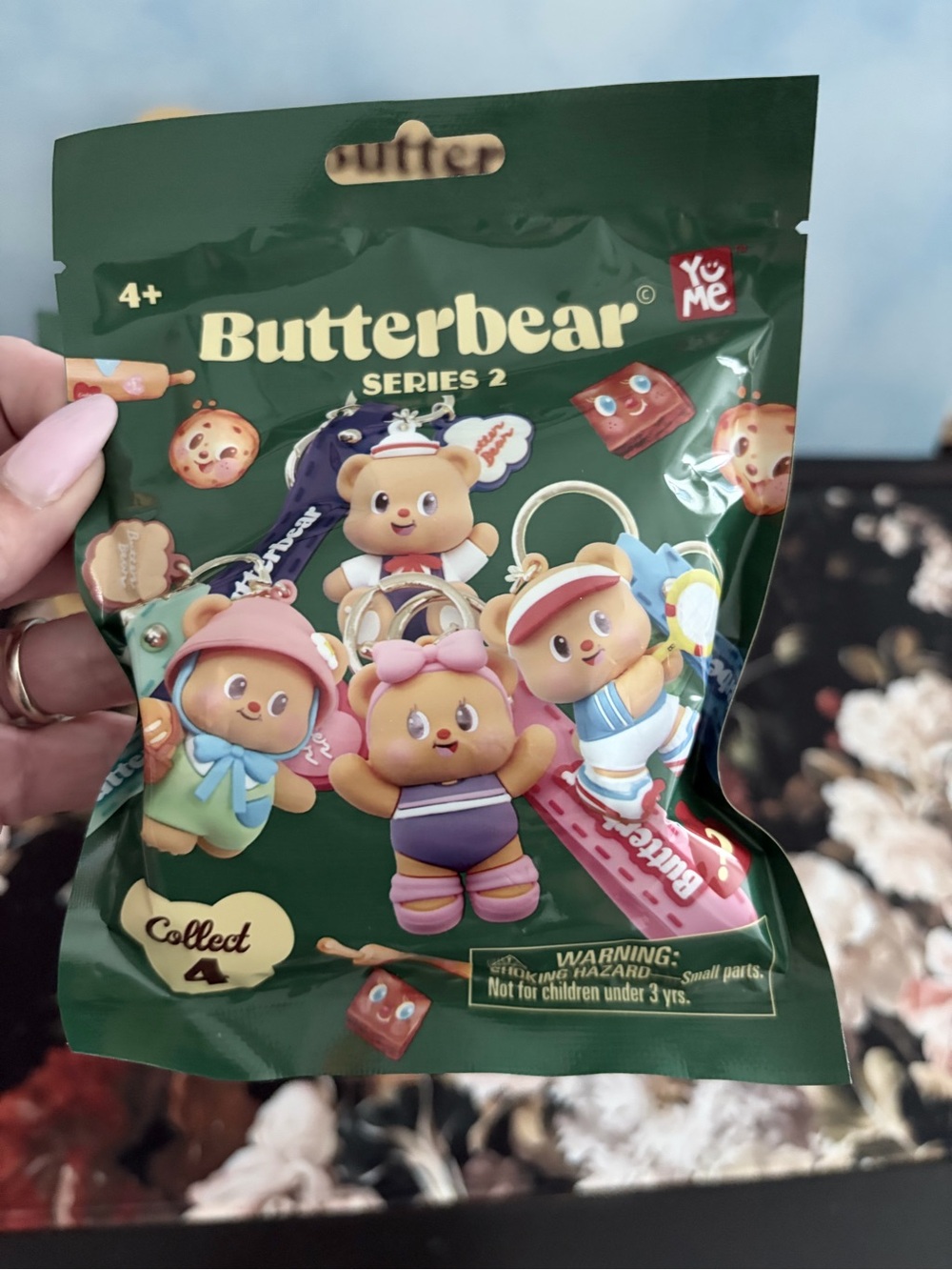 Adorable Butter Bear Keychain Set, Pink, Green, Blue Straps - Series 2 FULL SET